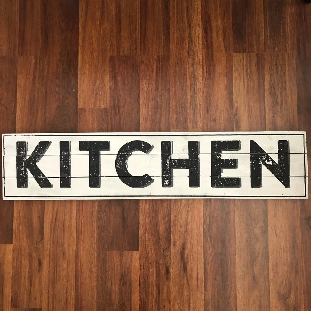 KITCHEN wood plank wall sign art sign wall hanging white